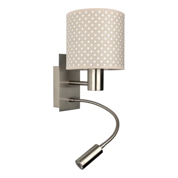 Brilagi - Lampă de perete LED flexibilă BOBO 1xE27/25W/230V + LED/3W crom mat/bej/cu buline