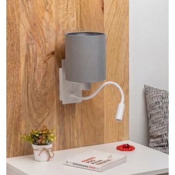 Brilagi - Lampă de perete LED flexibilă NUBILA 1xE27/25W/230V + LED/3W alb/gri deschis