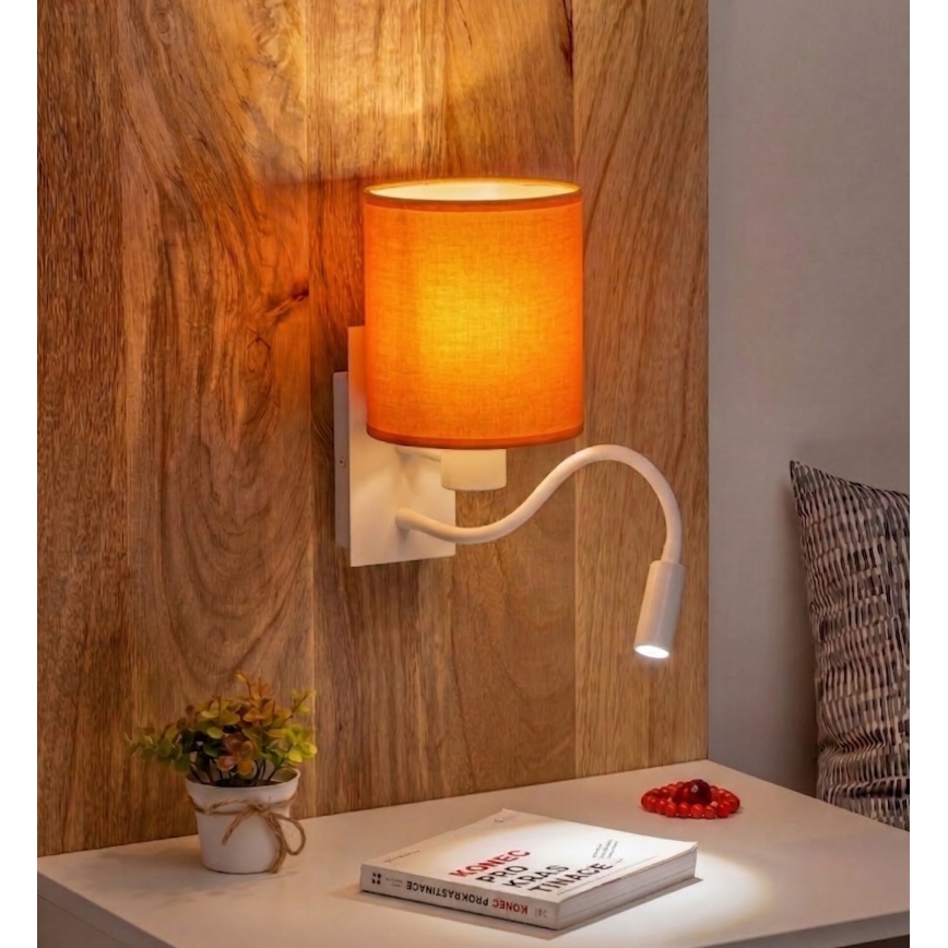 Brilagi - NUBILA Lampă LED flexibilă de perete 1xE27/25W/230V + LED/3W albă/portocalie
