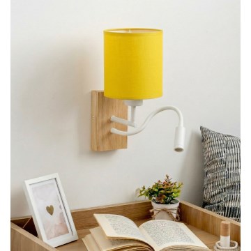 Brilagi - Lampă de perete LED flexibilă NUBILA WOOD 1xE27/25W/230V + LED/3W stejar/alb/galben