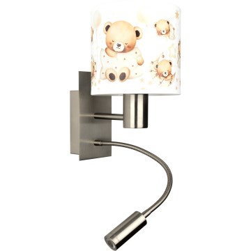 Brilagi - Lampă de perete LED flexibilă pentru copii BOBO 1xE27/25W/230V + LED/3W crom mat/alb/ursuleți