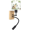 Brilagi - Lampă de perete LED flexibilă pentru copii BOBO WOOD 1xE27/25W/230V + LED/3W stejar/negru/alb/verde/junglă