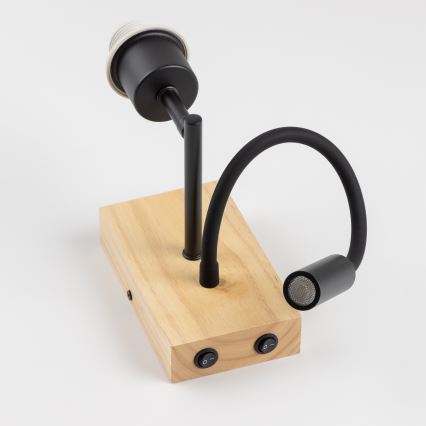 Brilagi - Lampă de perete LED flexibilă NUBILA WOOD 1xE27/25W/230V + LED/3W stejar/negru/galben