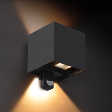 Brilagi - Lampă de perete LED pentru exterior cu senzor CUBE LED/6W/230V neagră IP65