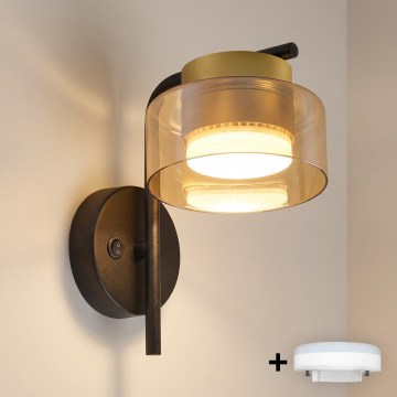 Brilagi - Lampă de perete LED RGB+CCT reglabilă AURA LUX 1xGX53/14W/230V 2700-6500K Wi-Fi Tuya neagră/aurie