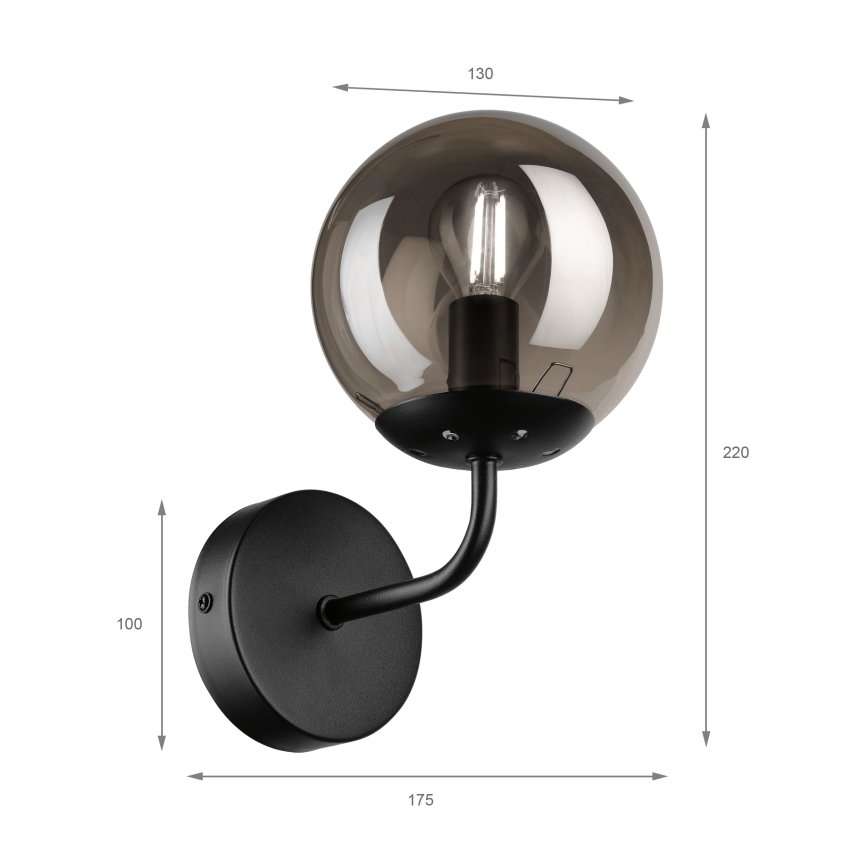 Brilagi - Lampă de perete MALIVA 1xE14/15W/230V negru/fumuriu