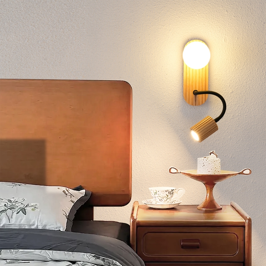 Brilagi - Lampă de perete MODERN WOOD, 1xG9/5W/230V + 1xGU10/8W, lemn