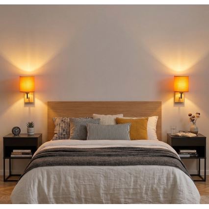 Brilagi - Lampă de perete NUBILA WOOD 1xE27/25W/230V stejar/negru/portocaliu