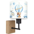 Brilagi - Lampă de perete pentru copii BOBO WOOD 1xE27/25W/230V stejar/negru/alb/albastru/ursuleți