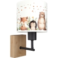 Brilagi - Lampă de perete pentru copii BOBO WOOD 1xE27/25W/230V stejar/negru/alb/cu animale