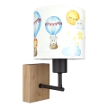 Brilagi - Lampă de perete pentru copii BOBO WOOD 1xE27/25W/230V stejar/negru/alb/motive animale