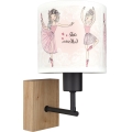 Brilagi - Lampă de perete pentru copii BOBO WOOD 1xE27/25W/230V stejar/negru/alb/roz/balerine