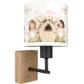 Brilagi - Lampă de perete pentru copii BOBO WOOD 1xE27/25W/230V stejar/negru/alb/roz/zâne