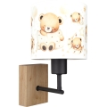 Brilagi - Lampă de perete pentru copii BOBO WOOD 1xE27/25W/230V stejar/negru/alb/ursuleți