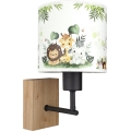 Brilagi - Lampă de perete pentru copii BOBO WOOD 1xE27/25W/230V stejar/negru/alb/verde/junglă