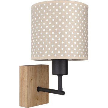 Brilagi - Lampă de perete pentru copii BOBO WOOD 1xE27/25W/230V stejar/negru/bej/cu buline