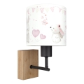 Brilagi - Lampă de perete pentru copii BOBO WOOD 1xE27/25W/230V stejar/negru/crem/iepurași