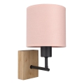 Brilagi - Lampă de perete pentru copii BOBO WOOD 1xE27/25W/230V stejar/negru/roz