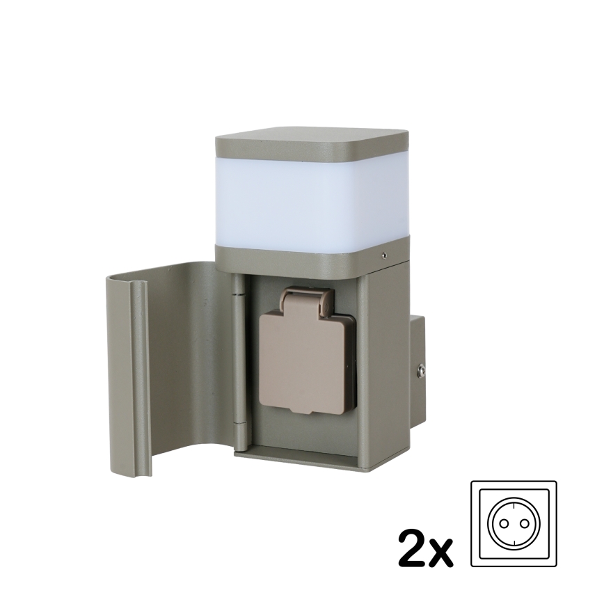 BRILAGI - Aplică de perete pentru exterior cu priză SCHUKO PILLAR 1xG9/11W/230V IP44 gri