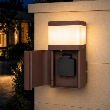 BRILAGI - Lampă de perete pentru exterior cu priză SCHUKO PILLAR 1xG9/11W/230V IP44 maro