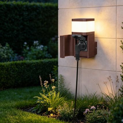 BRILAGI - Lampă de perete pentru exterior cu priză SCHUKO PILLAR 1xG9/11W/230V IP44 maro
