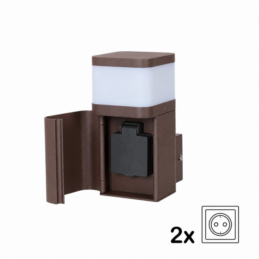 BRILAGI - Lampă de perete pentru exterior cu priză SCHUKO PILLAR 1xG9/11W/230V IP44 maro