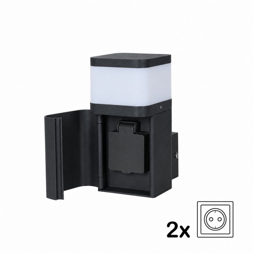 BRILAGI - Lampă de perete de exterior cu priză SCHUKO PILLAR 1xG9/11W/230V IP44 neagră