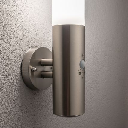 BRILAGI - Lampă de perete pentru exterior cu senzor ELIA 1xE27/20W/230V IP44 crom mat