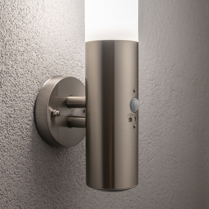 BRILAGI - Lampă de perete pentru exterior cu senzor ELIA 1xE27/20W/230V IP44 crom mat