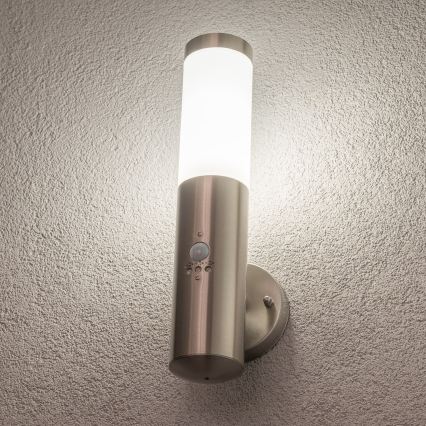 BRILAGI - Lampă de perete pentru exterior cu senzor ELIA 1xE27/20W/230V IP44 crom mat