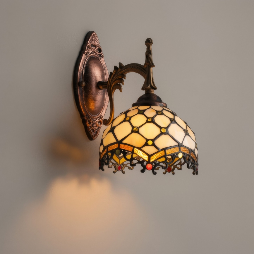 Brilagi - Lampă de perete Tiffany din vitralii ivoriu 1xE14/40W/230V