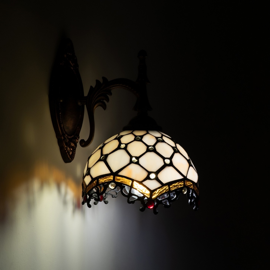 Brilagi - Lampă de perete Tiffany din vitralii ivoriu 1xE14/40W/230V
