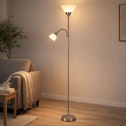 Brilagi - Lampă de podea ARIANA 1xE27/100W/230V + 1xE14/25W crom mat