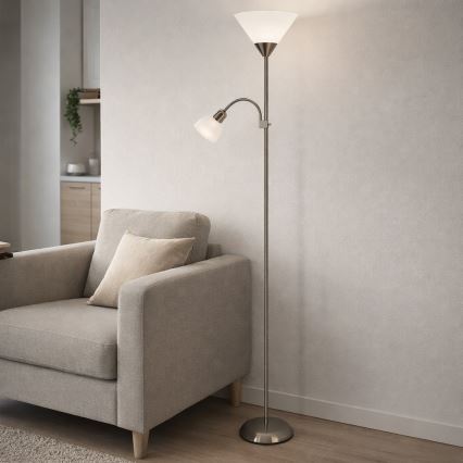 Brilagi - Lampă de podea ARIANA 1xE27/100W/230V + 1xE14/25W crom mat