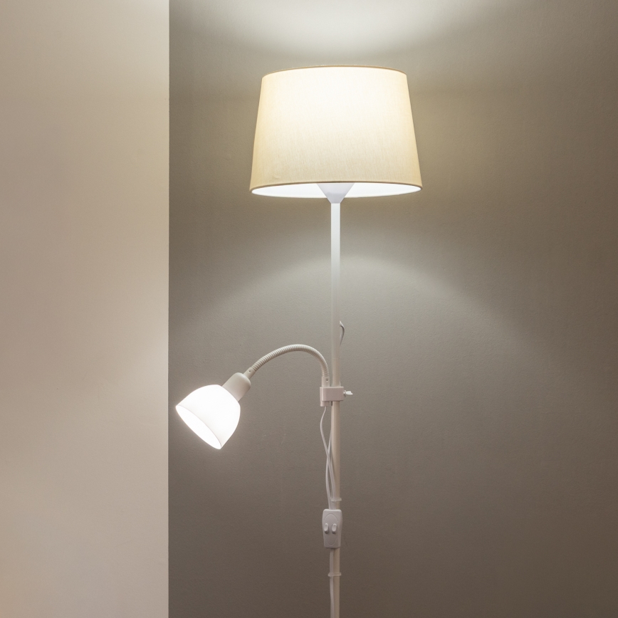 Brilagi - Lampă de podea CERIA 1xE27/100W/230V + 1xE14/25W alb/bej