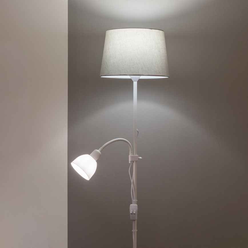 Brilagi - Lampă de podea CERIA 1xE27/100W/230V + 1xE14/25W albă/gri