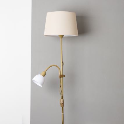 Brilagi - Lampă de podea CERIA, 1xE27/100W/230V + 1xE14/25W, auriu/bej