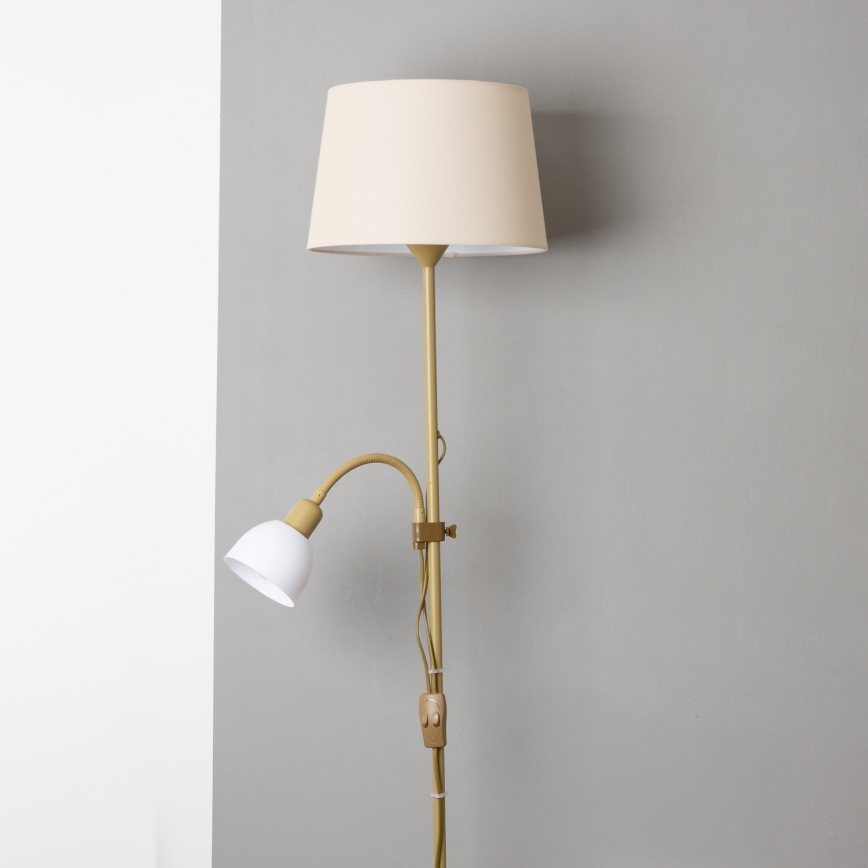 Brilagi - Lampă de podea CERIA, 1xE27/100W/230V + 1xE14/25W, auriu/bej