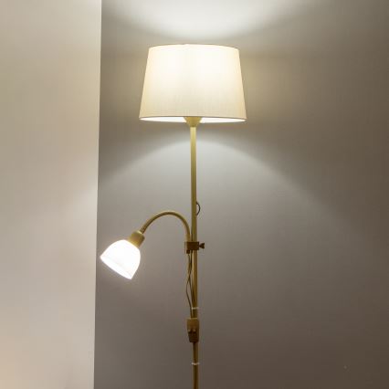 Brilagi - Lampă de podea CERIA, 1xE27/100W/230V + 1xE14/25W, auriu/bej