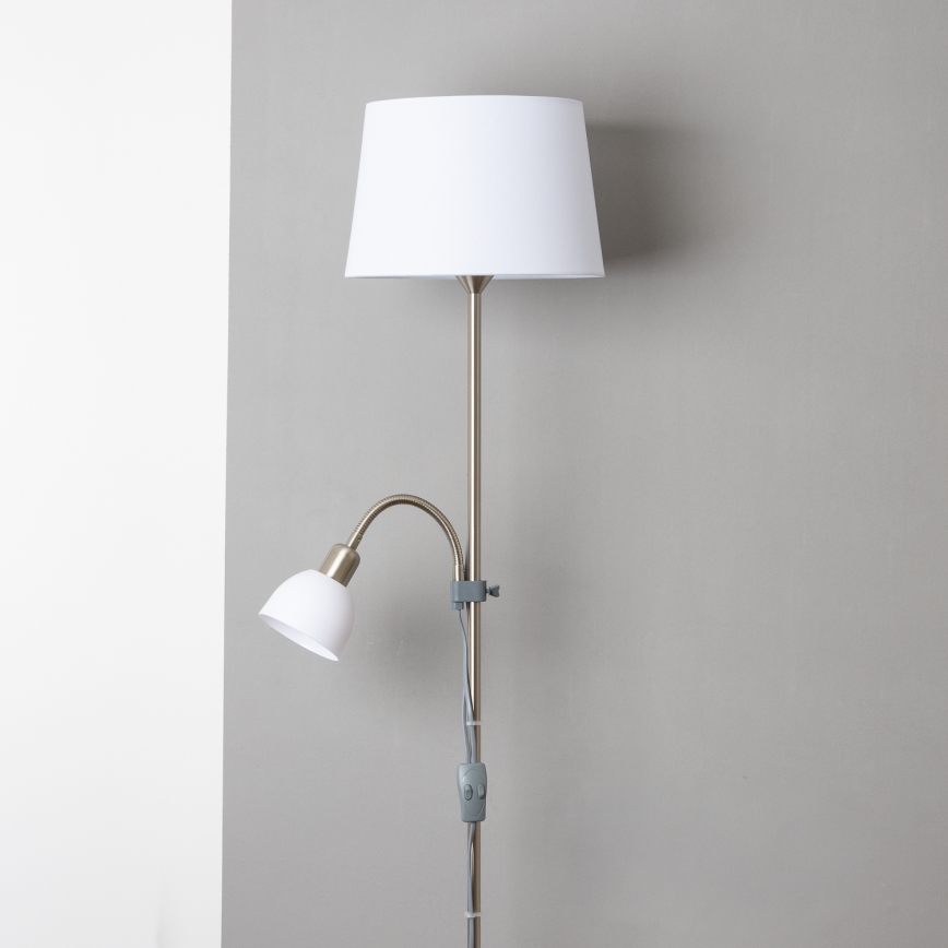 Brilagi - Lampă de podea CERIA 1xE27/100W/230V + 1xE14/25W crom mat/alb
