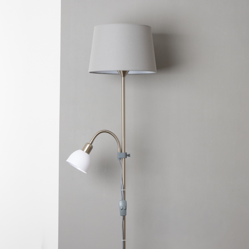 Brilagi - Lampă de podea CERIA 1xE27/100W/230V + 1xE14/25W crom mat/gri