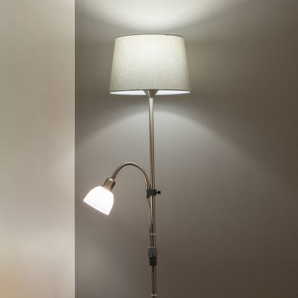 Brilagi - Lampă de podea CERIA 1xE27/100W/230V + 1xE14/25W crom mat/gri