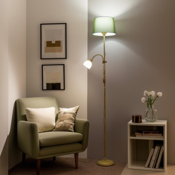 Brilagi - Lampă de podea CERIA 2 în 1 1xE27/100W/230V + 1xE14/25W auriu/verde