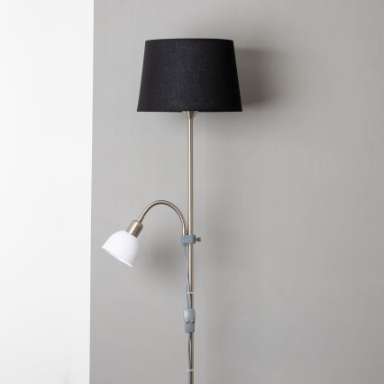 Brilagi - Lampă de podea CERIA 2 în 1, 1xE27/100W/230V + 1xE14/25W, crom mat/negru