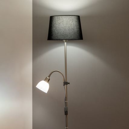 Brilagi - Lampă de podea CERIA 2 în 1, 1xE27/100W/230V + 1xE14/25W, crom mat/negru