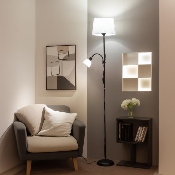 Brilagi - Lampă de podea CERIA 2 în 1 1xE27/100W/230V + 1xE14/25W negru/alb