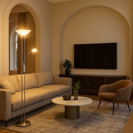 Brilagi - Lampadar cu dimmer SCARLETT, 1x R7s/230W/230V + 1x G9/40W, crom mat