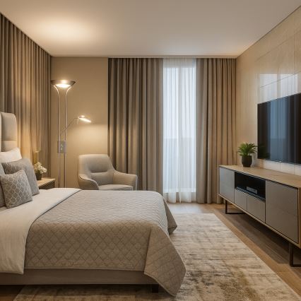 Brilagi - Lampadar cu dimmer SCARLETT, 1x R7s/230W/230V + 1x G9/40W, crom mat