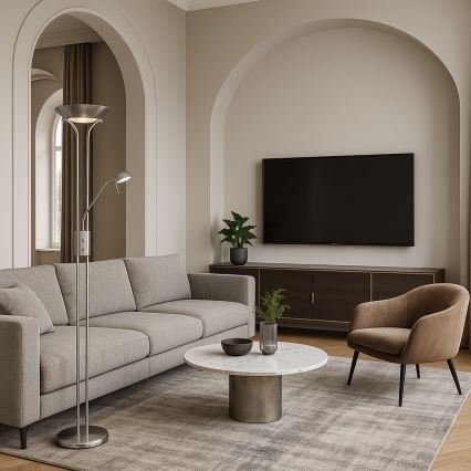 Brilagi - Lampadar cu dimmer SCARLETT, 1x R7s/230W/230V + 1x G9/40W, crom mat