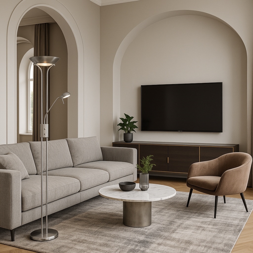 Brilagi - Lampadar cu dimmer SCARLETT, 1x R7s/230W/230V + 1x G9/40W, crom mat